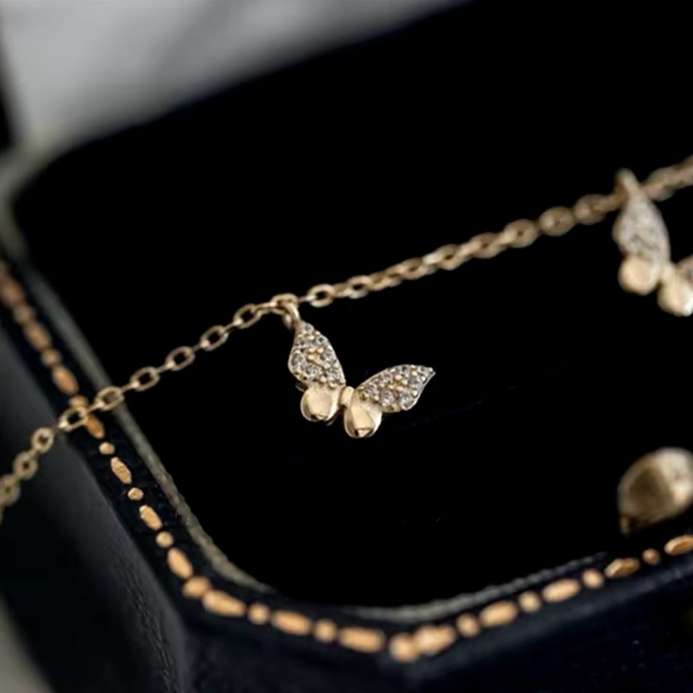 925 Sterling Silver Gold Plated Butterfly Bracelet - Picture 2 of 4